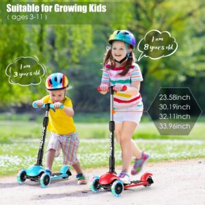 Banne Scooter Height Adjustable Lean to Steer Flashing PU Wheels 3 Wheel Kick Scooters for Kids Boys Girls