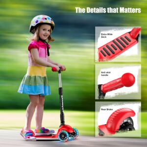 Banne Scooter Height Adjustable Lean to Steer Flashing PU Wheels 3 Wheel Kick Scooters for Kids Boys Girls