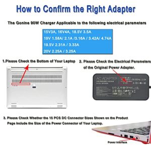 Gonine 90W Universal Laptop Charger, 110-240V AC to DC 19V 19.5V 20V 18.5V 15V 16V AC Power Supply Adapter, Compatible with HP Dell Acer Asus Toshiba Gateway Lenovo Notebook.…