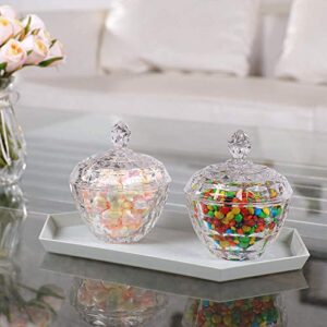 ComSaf Glass Candy Dish with Lid Decorative Candy Bowl, Crystal Covered Candy Jar for Home Office Desk, Set of 1 (Diameter:4.5 Inch)