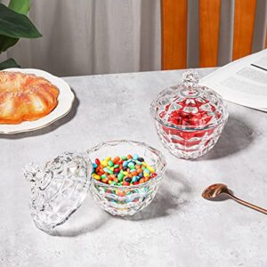 ComSaf Glass Candy Dish with Lid Decorative Candy Bowl, Crystal Covered Candy Jar for Home Office Desk, Set of 1 (Diameter:4.5 Inch)