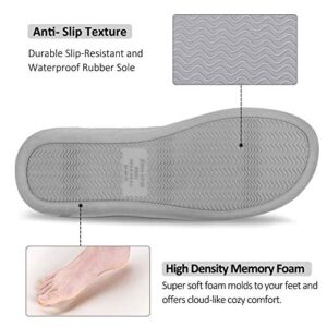 DL Women's Open Toe Cross Band Slippers, Memory Foam Slip on Home Slippers for Women with Indoor Outdoor Arch Support Rubber Sole, Gray, 7-8