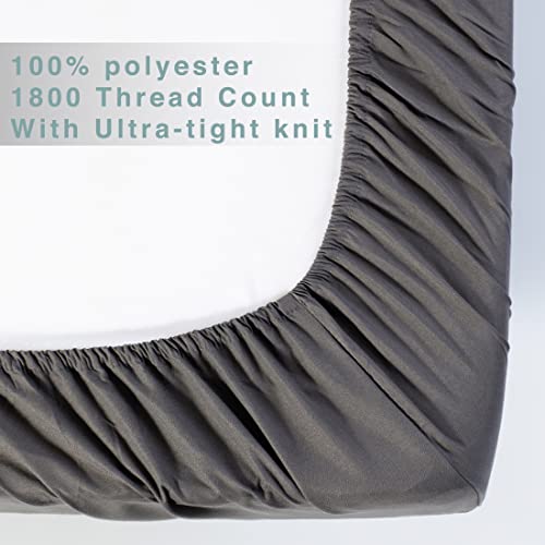 LBRO2M Bed Sheet Set Queen Size 16 Inches Deep Pocket 1800 Thread Count 100% Microfiber Sheet,Bedding Super Soft Comfortable, Cool Warm,4 Piece（Dark Grey）