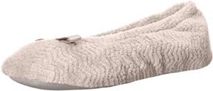 isotoner womens chevron microterry ballerina house slipper with moisture wicking and suede sole for comfort ballet flat, taupe, 6.5-7.5 us