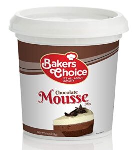 chocolate mousse mix powder - for mousse cups, chocolate mousse cake, ice cream, milkshakes, desserts, fruit shakes and truffles - dairy free, kosher - 8 oz. - by baker’s choice