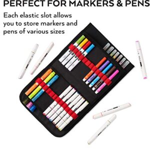 Arteza Art Markers Organizer (72 Slots), Carrying Case for Travel & Storage with Zipper Pocket, Handle, Removable & Adjustable Strap, Art Supplies for Artists and Beginners