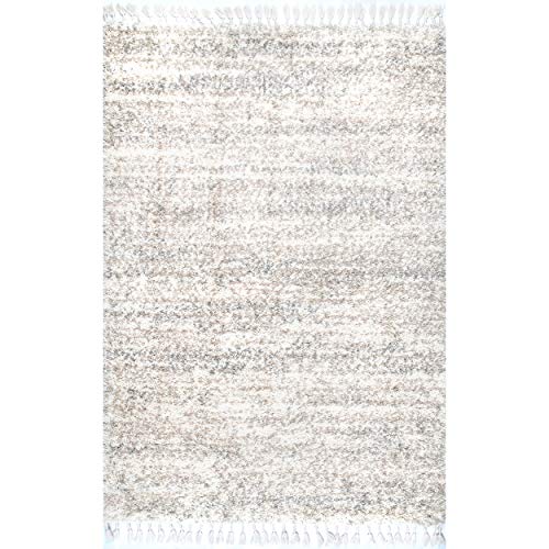 nuLOOM Brooke Shag Tasseled Area Rug, 4x6, Ivory