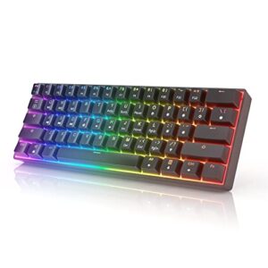 hk gaming gk61 mechanical gaming keyboard 60 percent | 61 rgb rainbow led backlit programmable keys | usb wired | for mac and windows pc | hotswap gateron optical red switches | black