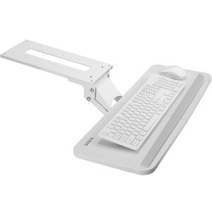 vivo adjustable computer keyboard and mouse platform tray ergonomic under table desk mount drawer underdesk shelf, white, mount-kb03w…