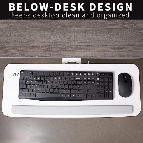 VIVO Adjustable Computer Keyboard and Mouse Platform Tray Ergonomic Under Table Desk Mount Drawer Underdesk Shelf, White, MOUNT-KB03W…