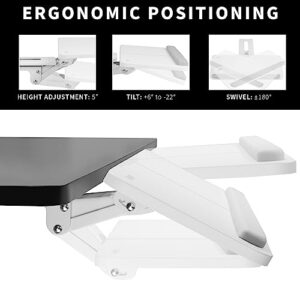 VIVO Adjustable Computer Keyboard and Mouse Platform Tray Ergonomic Under Table Desk Mount Drawer Underdesk Shelf, White, MOUNT-KB03W…