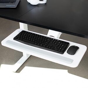 VIVO Adjustable Computer Keyboard and Mouse Platform Tray Ergonomic Under Table Desk Mount Drawer Underdesk Shelf, White, MOUNT-KB03W…