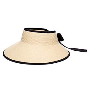 pineapple&star vienna visor women’s summer sun straw foldable hat upf 50+ (black)