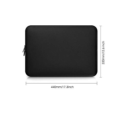 17 17.3 17.4 inch Laptop Sleeve Black Water-Resistant Neoprene Notebook Computer Briefcase Carrying Bag/Pouch Cover with 4 Elastic Bands for Acer/Asus/Dell/Lenovo/HP/Toshiba/MSI