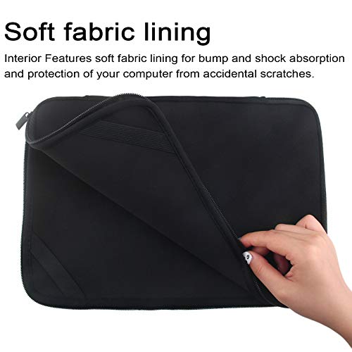 17 17.3 17.4 inch Laptop Sleeve Black Water-Resistant Neoprene Notebook Computer Briefcase Carrying Bag/Pouch Cover with 4 Elastic Bands for Acer/Asus/Dell/Lenovo/HP/Toshiba/MSI