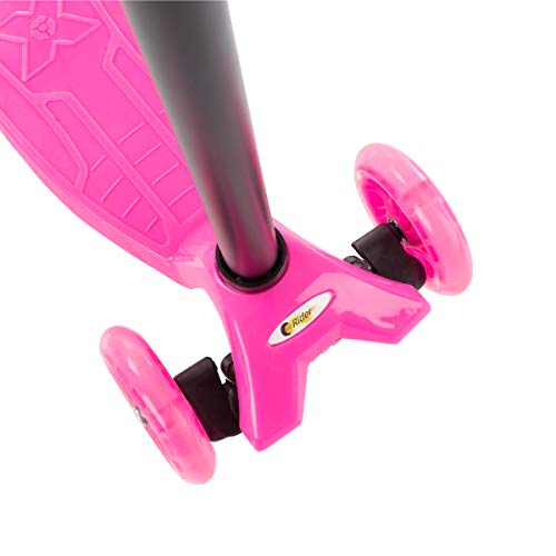 Lil' Rider Kids Scooter-Beginner Adjustable Height Handlebar, 3 LED Light-up Wheels, Kick Scooter-Fun Balance Riding Toy for Girls and Boys (Pink) (80-TK166610P)