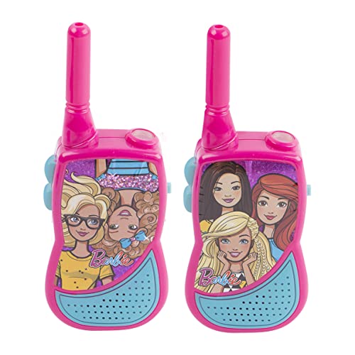 Barbie Night Action Molded Walkie Talkies for Kids WT2-01082 | Safe and Flexible Antenna, 1000ft Range, Easy-to-Use Power Switch, Belt Clip, Pack of 2, Stylish Appearance, 2-Pack