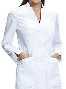 Dr. James Lab Coat Women, Tailored Fit, Fold Back Cuff, White, 35 inch Length (6)