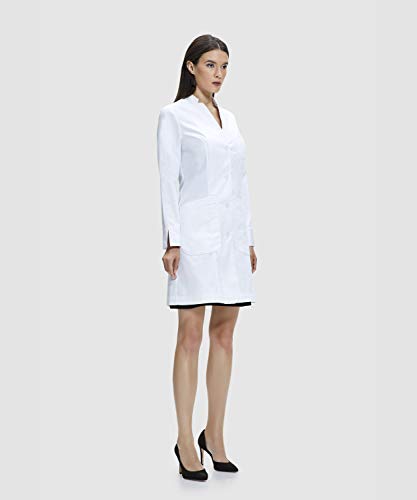 Dr. James Lab Coat Women, Tailored Fit, Fold Back Cuff, White, 35 inch Length (6)