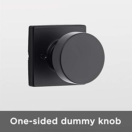 Kwikset 97880-942 Pismo Half-Dummy Square Modern Door Knob, Matte Black