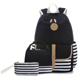 createy backpack for girls, school backpack kids bookbags teens canvas school bags girls backpack with lunch box pencil case