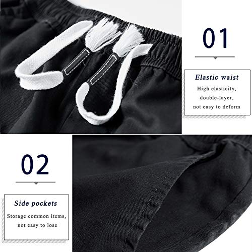 APTRO Men's Elastic Waistband Cotton Cargo Shorts Relaxed Fit Summer Casual Shorts A901 Black 1X