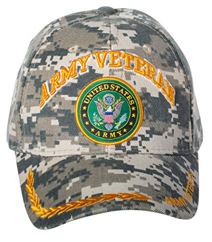 Officially Licensed United States Army Veteran Embroidered Baseball Cap (Army Emblem - Digital Camo)