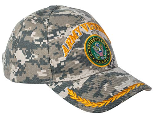 Officially Licensed United States Army Veteran Embroidered Baseball Cap (Army Emblem - Digital Camo)