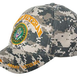 Officially Licensed United States Army Veteran Embroidered Baseball Cap (Army Emblem - Digital Camo)