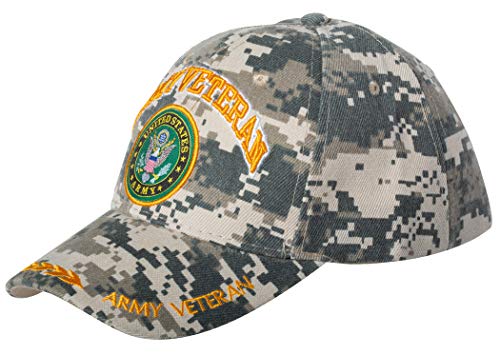 Officially Licensed United States Army Veteran Embroidered Baseball Cap (Army Emblem - Digital Camo)