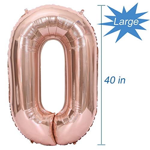 Tellpet Number 30 Balloon for Girl Her Women, 30th Birthday Party Decorations Supplies, Rose Gold, 40 Inch