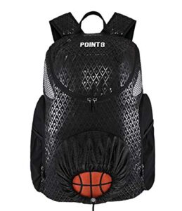 point3 basketball backpack road trip 2.0, bag with drawstring for soccer, volleyball & more, compartments for shoes, water, & clothes, water resistant equipment bag, unisex sports backpack - black