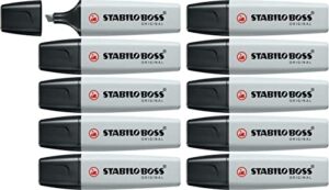 stabilo highlighter boss original pastel box of 10 dusty grey