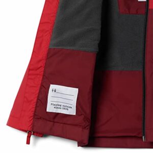 Columbia Big Boy's Rain-Zilla Jacket, Waterproof, Reflective Outerwear, red jasper/mountain Red, Medium