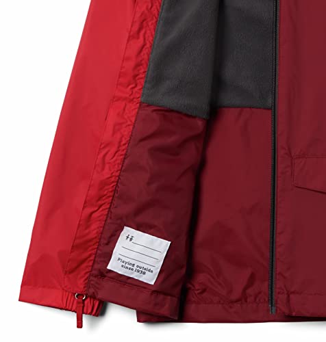 Columbia Big Boy's Rain-Zilla Jacket, Waterproof, Reflective Outerwear, red jasper/mountain Red, Medium