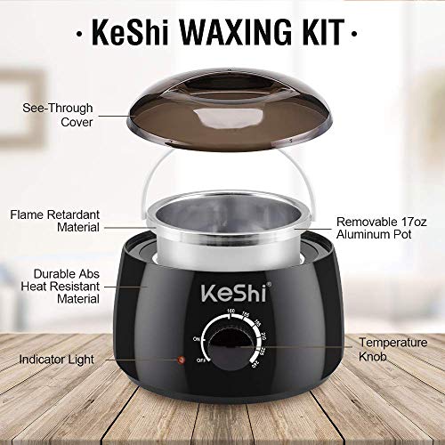 Brazilian Waxing Kit, KeShi Wax Warmer for Painless Hair Removal with 5 Bags Hard Wax Beans for Full Body, Legs, Face, Eyebrows, Bikini Wax for Women Men