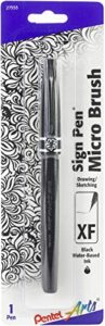 pentel arts sign pen w/micro brush tip-black