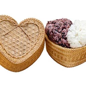 WD- Thai Kra-tip Sticky Rice Heart shape Bamboo Basket Handmade Steamers Cookware-4 inch for Home,restaurant or Cookware -collecting things.