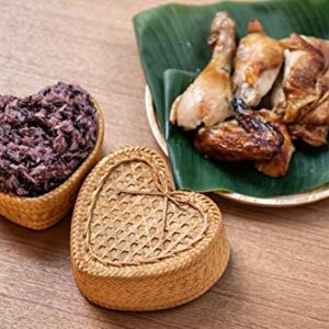 WD- Thai Kra-tip Sticky Rice Heart shape Bamboo Basket Handmade Steamers Cookware-4 inch for Home,restaurant or Cookware -collecting things.