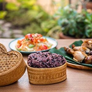 WD- Thai Kra-tip Sticky Rice Heart shape Bamboo Basket Handmade Steamers Cookware-4 inch for Home,restaurant or Cookware -collecting things.