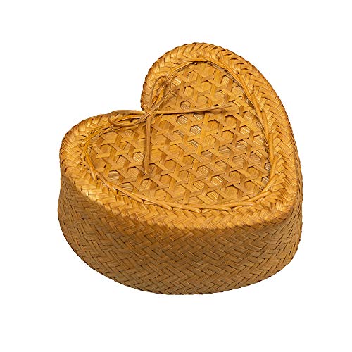 WD- Thai Kra-tip Sticky Rice Heart shape Bamboo Basket Handmade Steamers Cookware-4 inch for Home,restaurant or Cookware -collecting things.