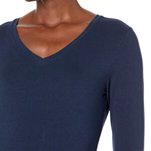 Amazon Essentials Women's Classic-Fit 3/4 Sleeve V-Neck T-Shirt (Available in Plus Size), Navy, Medium