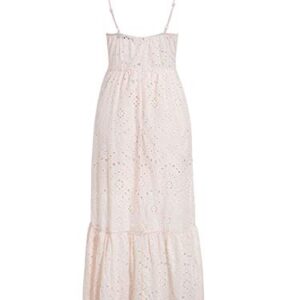 BerryGo Women's Embroidery Pearl Button Down Dress V Neck Spaghetti Strap Maxi Dress Peach Barbie Dress L