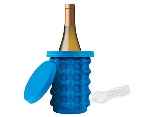 Ice Genie Deluxe The Original Ice Cube Maker| Holds Up to 180 Ice Cubes | Silicon Bucket | Perfect for Indoor/Outdoor Use | Bottled Beverage Cooler | Dishwasher Safe & Bpa-Free | Ice Tongs Included