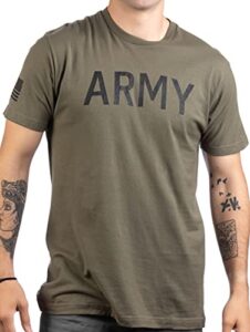 army pt style shirt | u.s. military physical training infantry workout t-shirt-(milgreen,m)