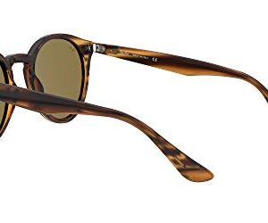 Ray-Ban RB2180 Round Sunglasses, Striped Red Havana/Dark Brown, 51 mm