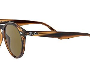 Ray-Ban RB2180 Round Sunglasses, Striped Red Havana/Dark Brown, 51 mm