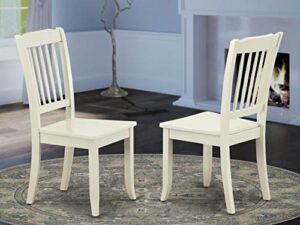east west furniture dac-lwh-w danbury kitchen dining chairs - slat back wooden seat chairs, set of 2, linen white