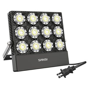 sansi 60-70w (500w equiv.) outdoor led security flood light with plug, daylight 5700k, super bright 7000lm, ip66 waterproof