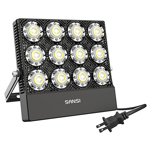 SANSI 60-70W (500w Equiv.) Outdoor LED Security Flood Light with Plug, Daylight 5700K, Super Bright 7000lm, IP66 Waterproof